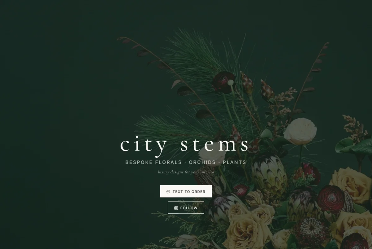 City Stems — bespoke florals website built by Hurrah.dev